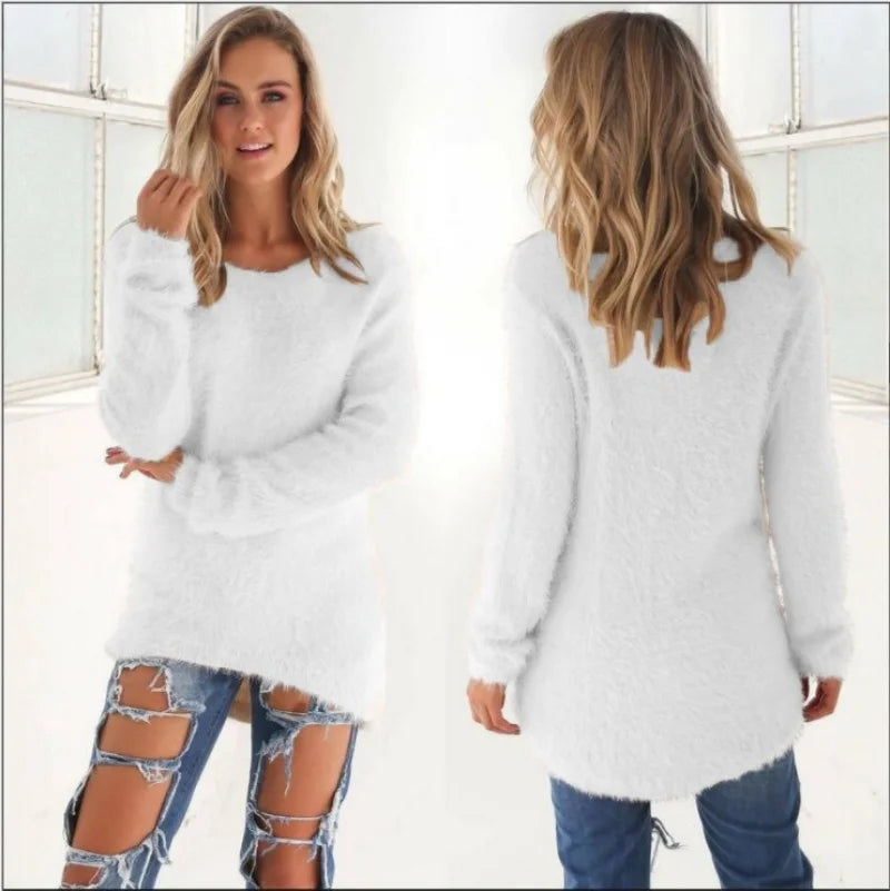 2025 New Loose Autumn Warm Sweater Fashion Women O-Neck Knitted Long Sleeve Pullovers Casual Office Lady Commute Solid Clothing