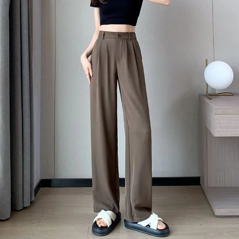 Women Suit Pants Lady Classic Fashion Trousers Female Comfortable Straight Leg Pants Mom Korean Casual Baggy Long Slacks