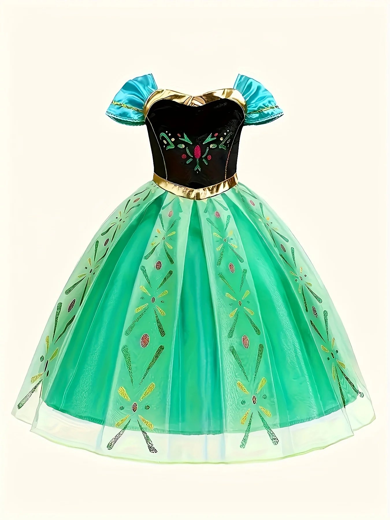 Glowing Magic Green Led Princess Dress for Girls 3-12 Years Old Suitable for Sparkling Birthday/Party Costumes, Halloween Cosplay and Holiday Gifts (Shipped from Not Included)