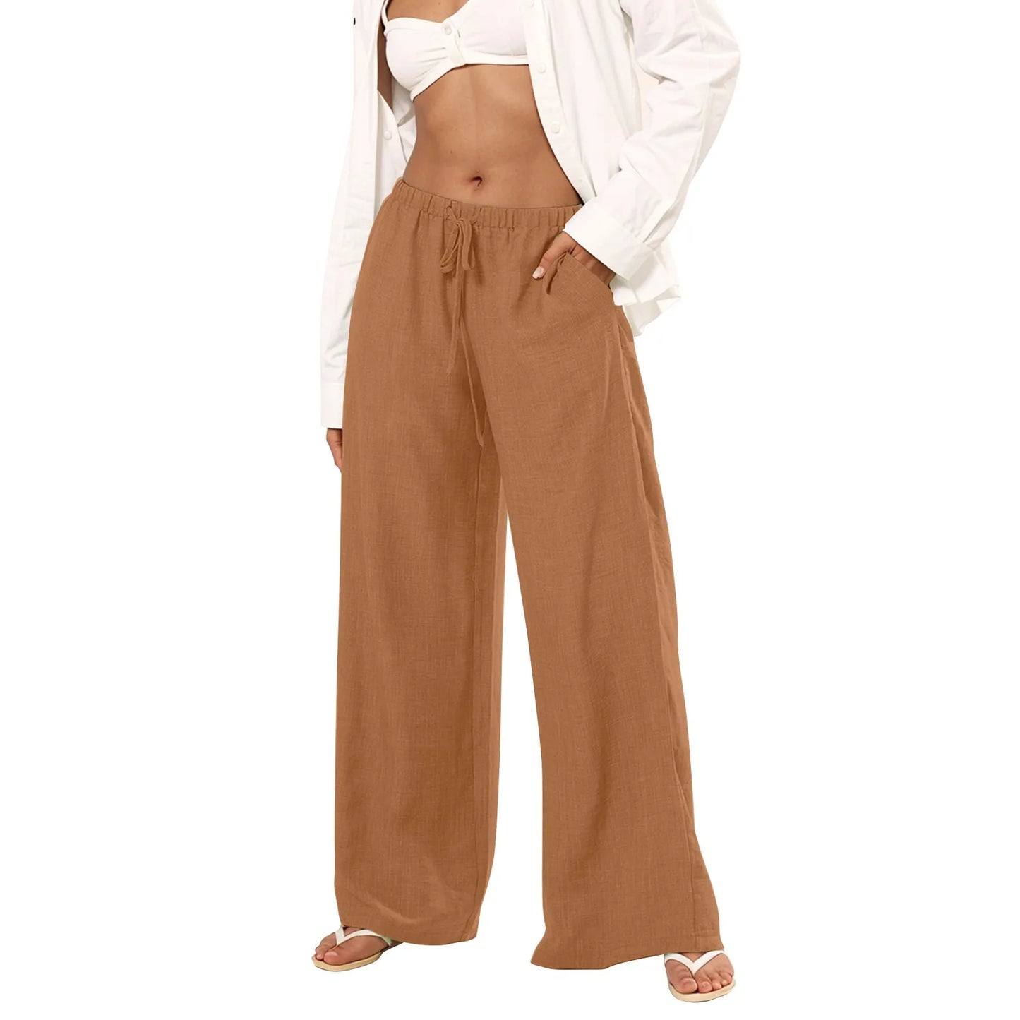 Womens Palazzo Pants Summer Casual Flowy Wide Leg Trousers Beach Travel Vacation Outfits Pantalones De Mujer Ropa De Mujer
